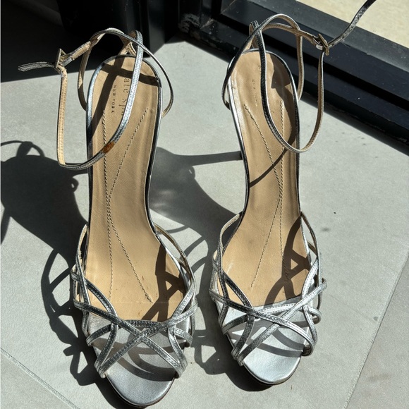 kate spade Shoes - Kate Spade Silver Strappy Heels